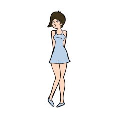 cartoon pretty woman in dress N54