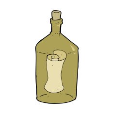 cartoon letter in bottle N11