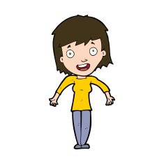 cartoon woman shrugging shoulders N523