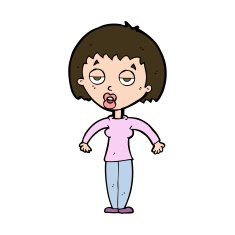 cartoon woman shrugging shoulders N524