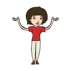 cartoon woman shrugging shoulders N526
