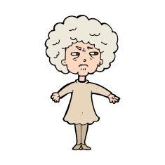 cartoon bitter old woman N21