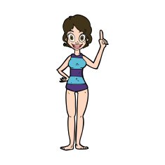 cartoon woman in striped swimsuit N11