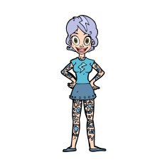 cartoon woman with heavy tattoos N11