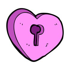 cartoon heart with keyhole N29