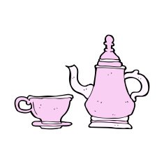 cartoon coffee pot and cup N13
