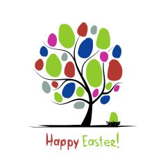 Art tree with easter eggs for your design N4