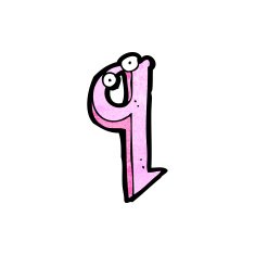 cartoon letter q with eyes N3