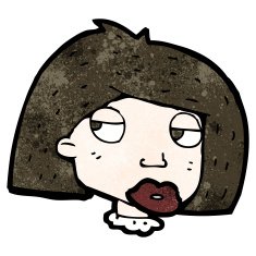 cartoon bored looking woman N13