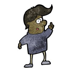cartoon friendly boy with idea N4