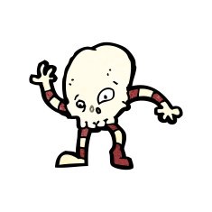 cartoon waving skull character N2