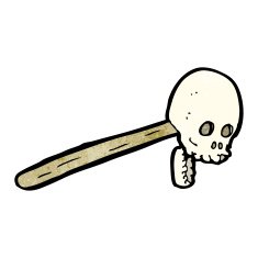 gross skull on stick cartoon N4