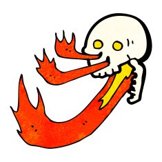 cartoon fire breathing skull N9