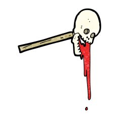 gross skull on stick cartoon N5