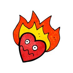 flaming heart cartoon character N3