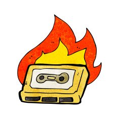 cartoon burning cassette tape N2