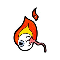 cartoon burning eyeball N4