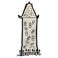 cartoon tall old house N2