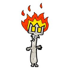 cartoon flaming fork N2