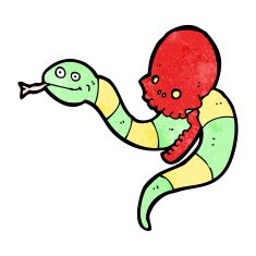 cartoon spooky snake in skull N5