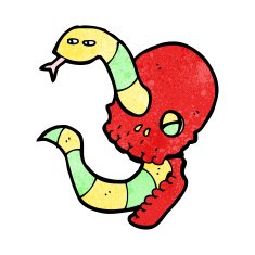 cartoon spooky snake in skull N6