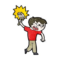 cartoon boy with hammer N3