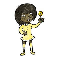 cartoon proud woman with plant N3