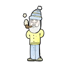 Cartoon Man Smoking Pipe N3