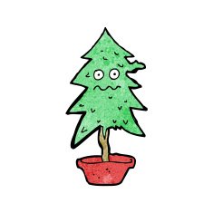 cartoon ragged old christmas tree N3