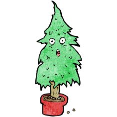 cartoon ragged old christmas tree N4