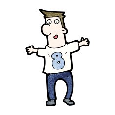 cartoon man in shirt number eight N2