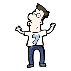 cartoon man in shirt number seven N3