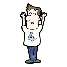 cartoon man in shirt number four N2