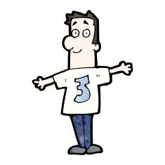 cartoon man in shirt number three N3