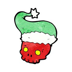 cartoon skull in christmas hat N6