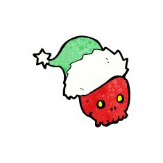 cartoon skull in christmas hat N7