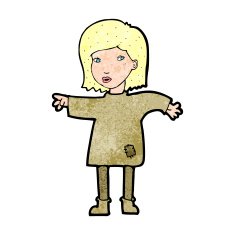 cartoon woman in patched clothing N13
