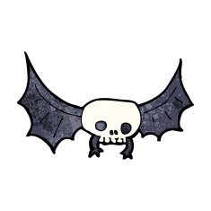cartoon spooky skull bat N13