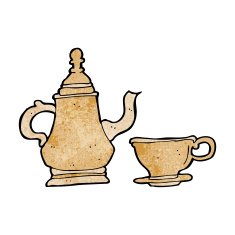 cartoon coffee pot and cup N14