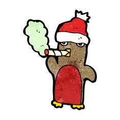 cartoon christmas robin smoking marijuana N3