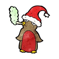 cartoon christmas robin smoking marijuana N4