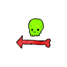 cartoon skull with arrow N6