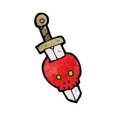 skull and sword cartoon tattoo N5