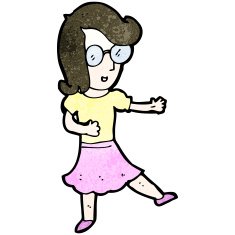 cartoon dancing woman in spectacles N2