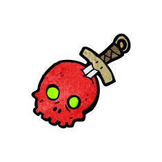 skull and sword cartoon tattoo N6