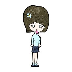 cartoon woman with flower in hair N2