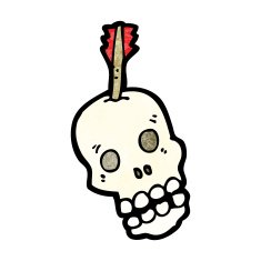 cartoon skull with arrow in N3
