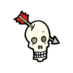 cartoon skull with arrow in N4