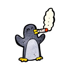 Cartoon Penguin Smoking N4