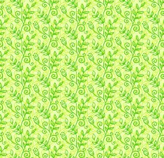 Green doodle foliage seamless pattern